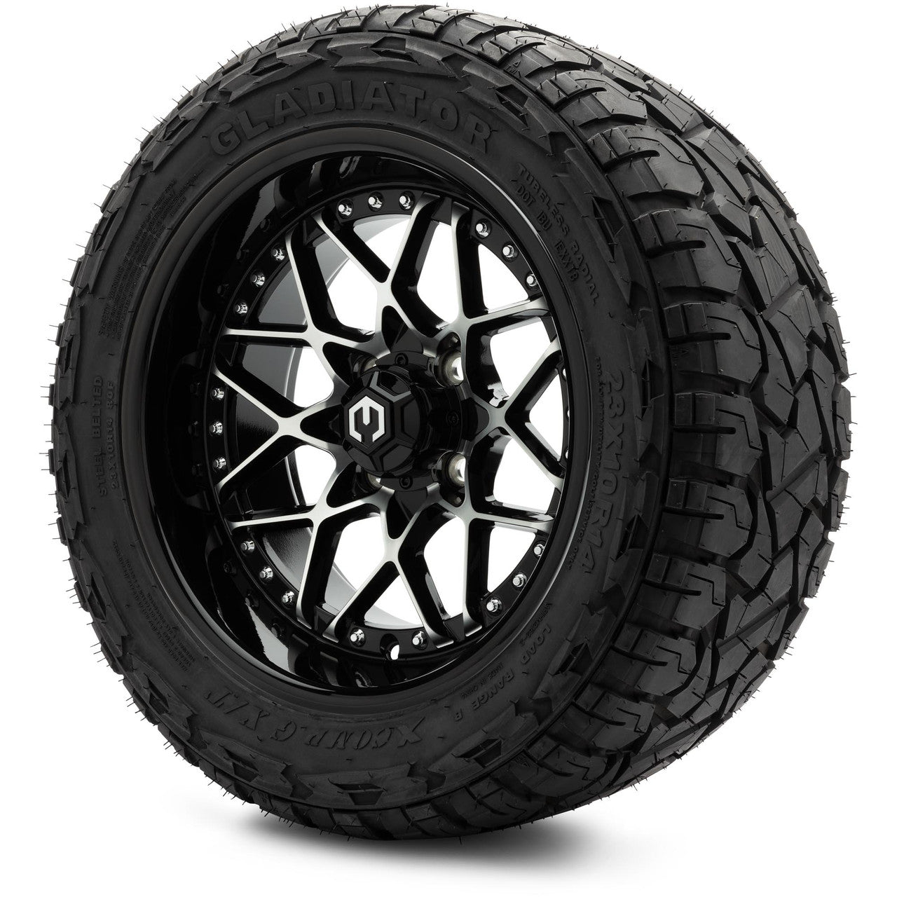 MODZ® 14" Formula Machined Black Wheels & Off-Road Tires Combo (Arisun X-Armory All-Terrain 23x10-14 Radial)
