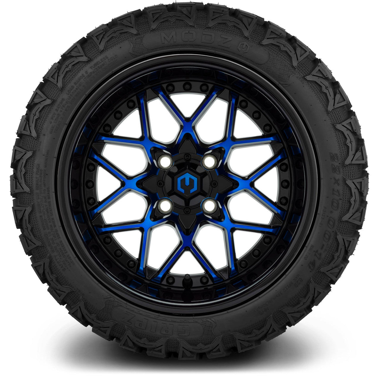 MODZ® 14" Formula Blue and Black Wheels & Off-Road Tires Combo (Arisun X-Trail All-Terrain 23x10-14)