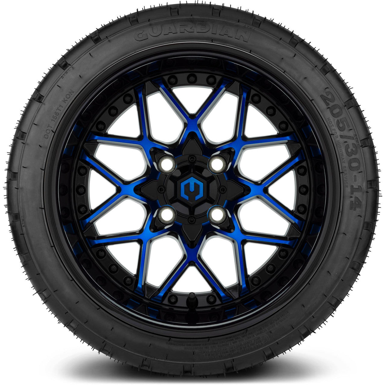 MODZ® 14" Formula Blue and Black Wheels & Street Tires Combo (MODZ Street Fox Radial 23x10-14)