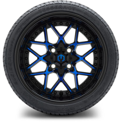 MODZ® 14" Formula Blue and Black Wheels & Street Tires Combo (MODZ Street Fox Radial 205/40-14)