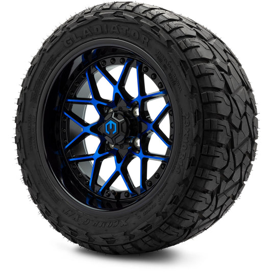 MODZ® 14" Formula Blue and Black Wheels & Off-Road Tires Combo (Xcomp Gladiator 23-10-14 Radial)