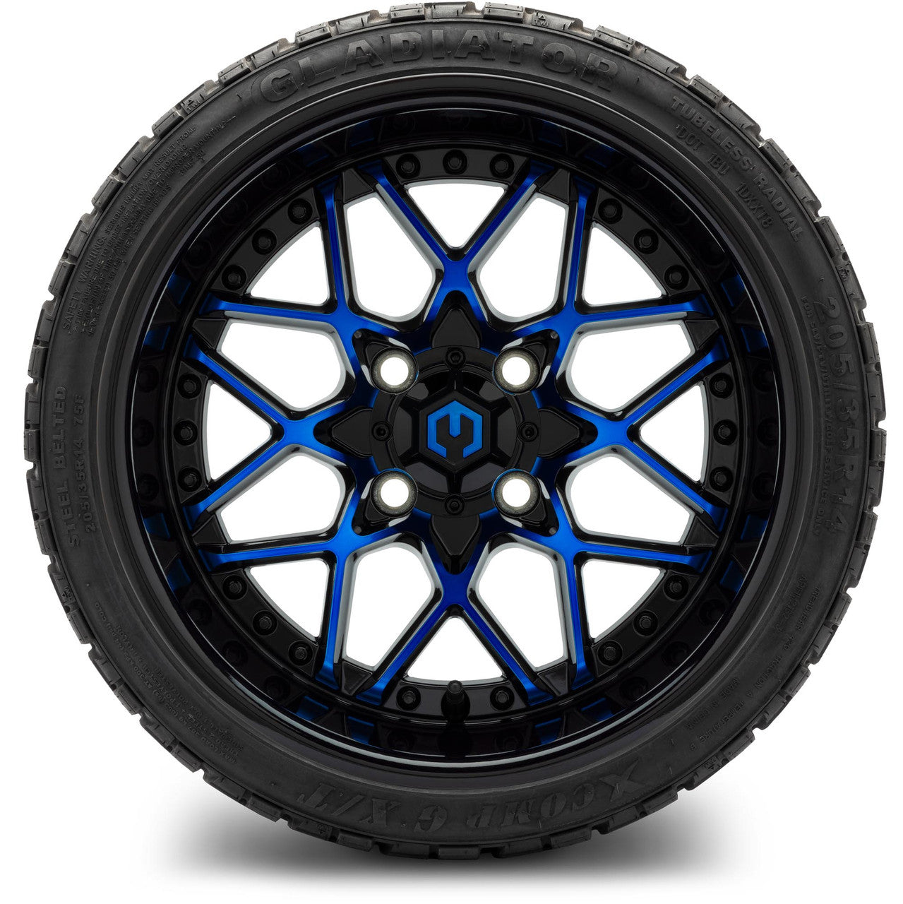 MODZ® 14" Formula Blue and Black Wheels & Off-Road Tires Combo (Arisun X-Armory All-Terrain 23x10-14 Radial)