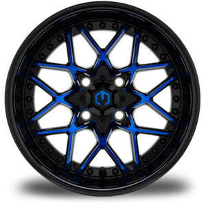 MODZ® 14" Formula Blue and Black Wheels & Street Tires Combo (Arisun X-Sport 205/30-14)