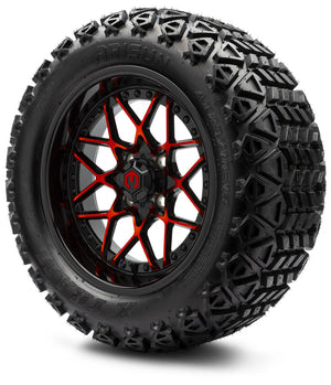 MODZ® 14" Formula Red and Black Wheels & Off-Road Tires Combo (Arisun X-Trail All-Terrain 23x10-14)