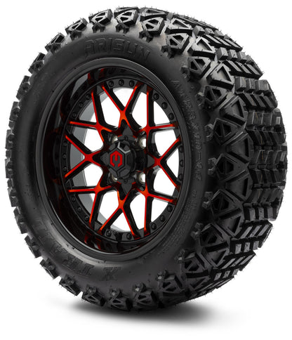 MODZ® 14" Formula Red and Black Wheels & Off-Road Tires Combo (Xcomp Gladiator 23-10-14 Radial)