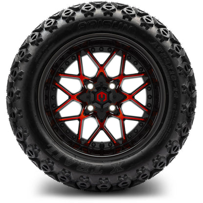 MODZ® 14" Formula Red and Black Wheels & Off-Road Tires Combo (Xcomp Gladiator 23-10-14 Radial)