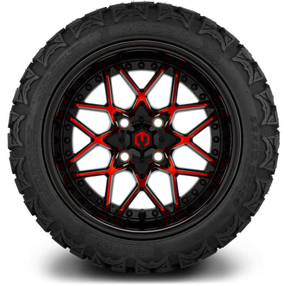 MODZ® 14" Formula Red and Black Wheels & Off-Road Tires Combo (Arisun X-Trail All-Terrain 23x10-14)
