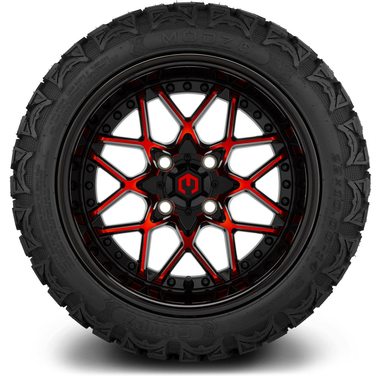 MODZ® 14" Formula Red and Black Wheels & Off-Road Tires Combo (Xcomp Gladiator 23-10-14 Radial)