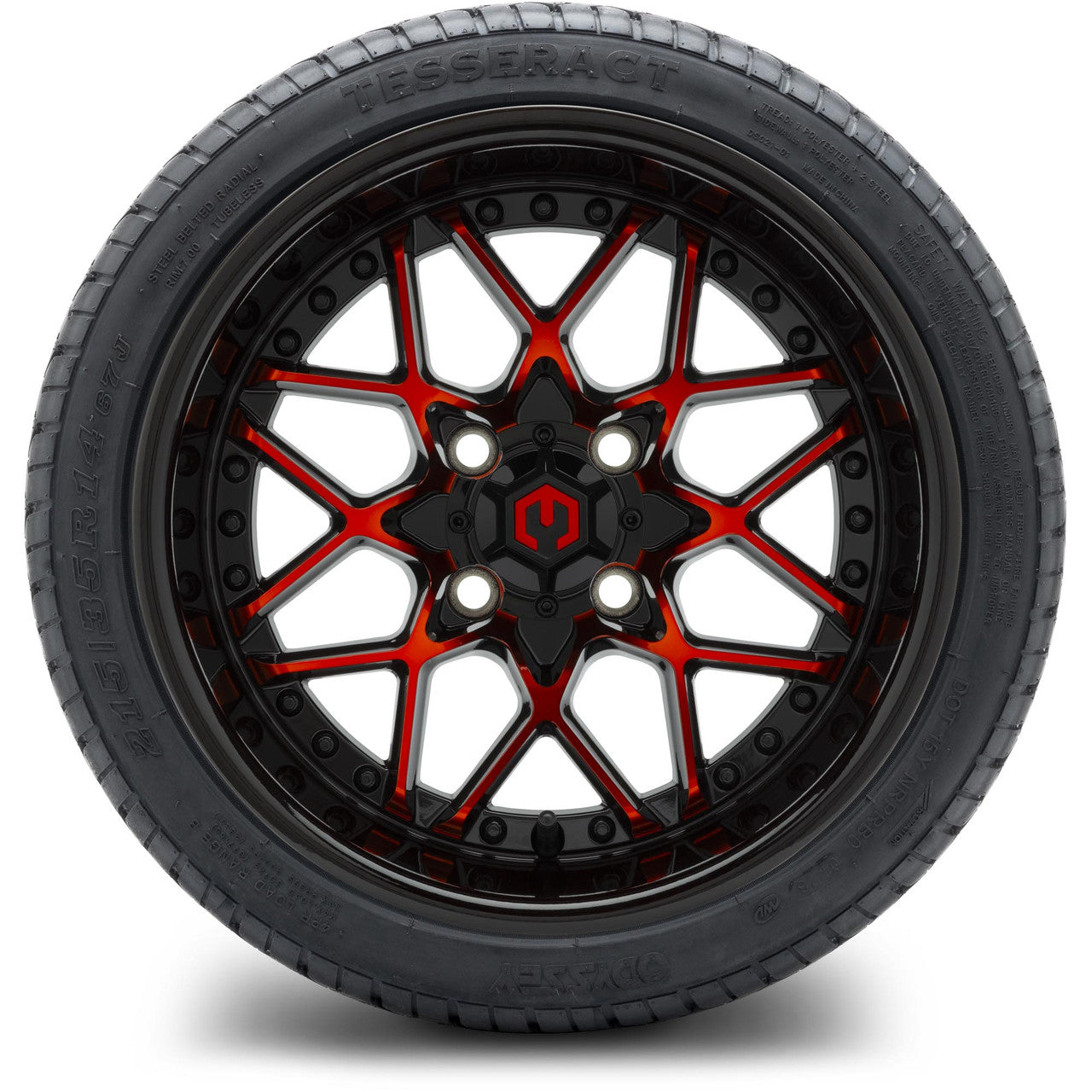 MODZ® 14" Formula Red and Black Wheels & Street Tires Combo (MODZ Street Fox Radial 23x10-14)