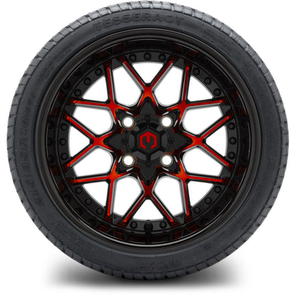 MODZ® 14" Formula Red and Black Wheels & Street Tires Combo (MODZ Street Fox Radial 23x10-14)