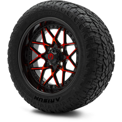 MODZ® 14" Formula Red and Black Wheels & Off-Road Tires Combo (Xcomp Gladiator 23-10-14 Radial)