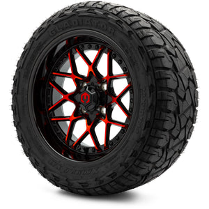 MODZ® 14" Formula Red and Black Wheels & Off-Road Tires Combo (Xcomp Gladiator 23-10-14 Radial)