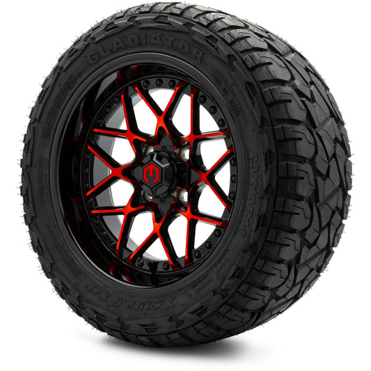 MODZ® 14" Formula Red and Black Wheels & Off-Road Tires Combo (Xcomp Gladiator 23-10-14 Radial)