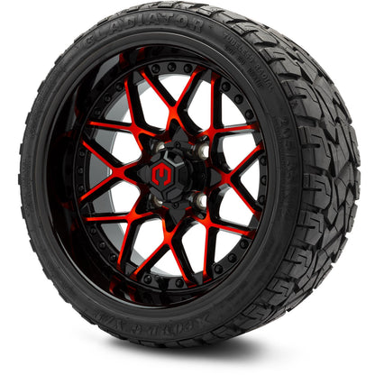 MODZ® 14" Formula Red and Black Wheels & Off-Road Tires Combo (Xcomp Gladiator 23-10-14 Radial)