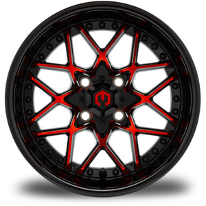 MODZ® 14" Formula Red and Black Wheels & Street Tires Combo (Arisun X-Sport 205/30-14)
