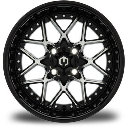 MODZ® 14" Formula Machined Black Wheels & Street Tires Combo (Arisun X-Sport 205/30-14)