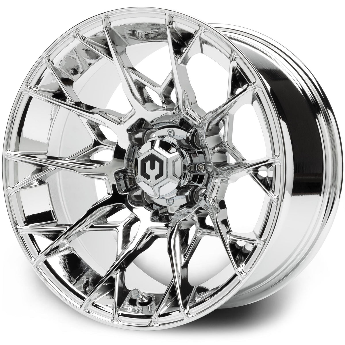 MODZ® 14" Chaos Chrome Wheels & Street Tires Combo (MODZ Street Fox Radial 205/40-14)