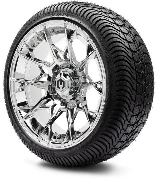 MODZ® 14" Chaos Chrome Wheels & Street Tires Combo (Arisun Cruze 205/30-14)