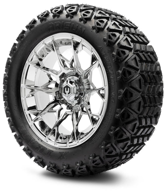 MODZ® 14" Chaos Chrome Wheels & Off-Road Tires Combo (Arisun X-Trail All-Terrain 23x10-14)