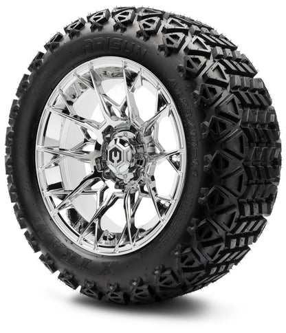 MODZ® 14" Chaos Chrome Wheels & Off-Road Tires Combo (Xcomp Gladiator 23-10-14 Radial)