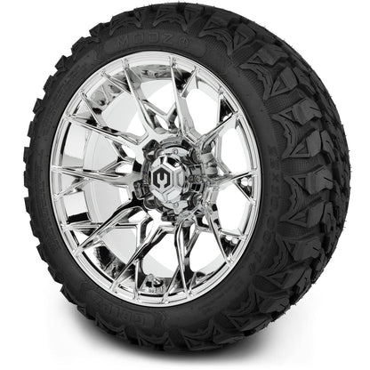 MODZ® 14" Chaos Chrome Wheels & Off-Road Tires Combo (Arisun X-Armory All-Terrain 23x10-14 Radial)