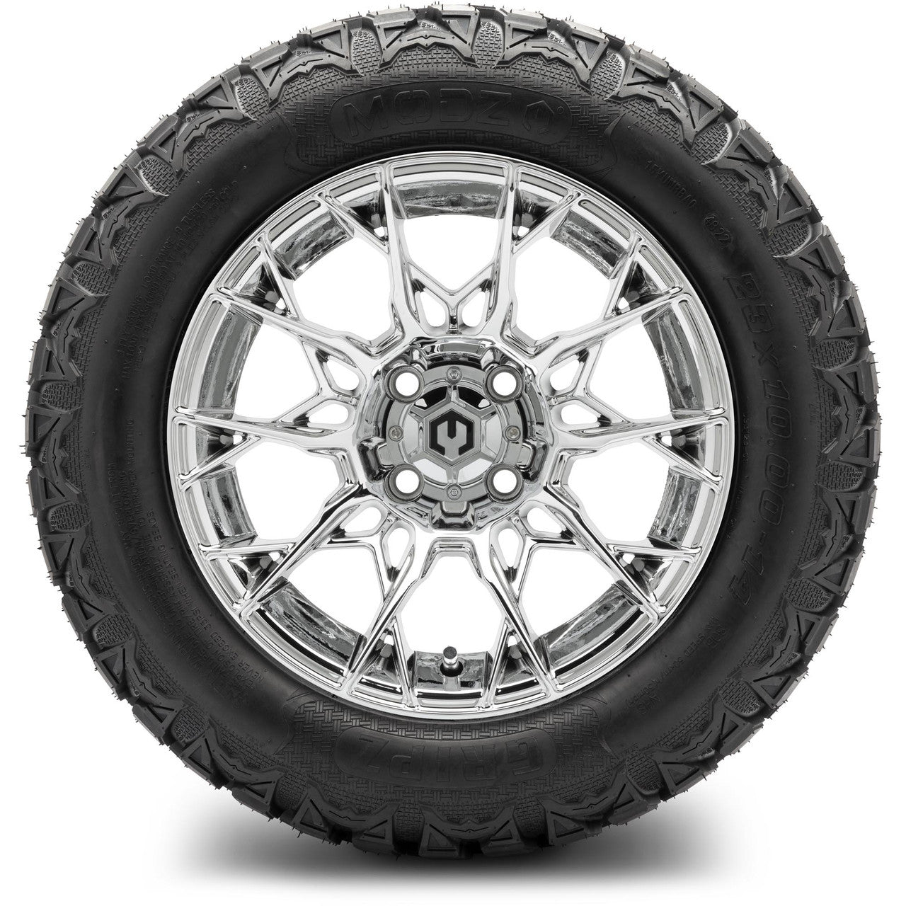 MODZ® 14" Chaos Chrome Wheels & Off-Road Tires Combo (Arisun X-Trail All-Terrain 23x10-14)