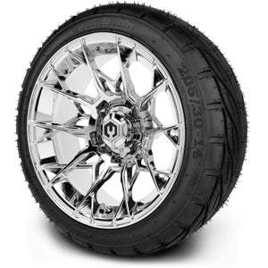 MODZ® 14" Chaos Chrome Wheels & Street Tires Combo (MODZ Guardian 205/30-14)