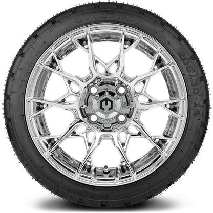 MODZ® 14" Chaos Chrome Wheels & Street Tires Combo (MODZ Street Fox Radial 23x10-14)