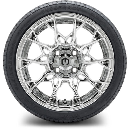 MODZ® 14" Chaos Chrome Wheels & Street Tires Combo (MODZ Street Fox Radial 205/40-14)