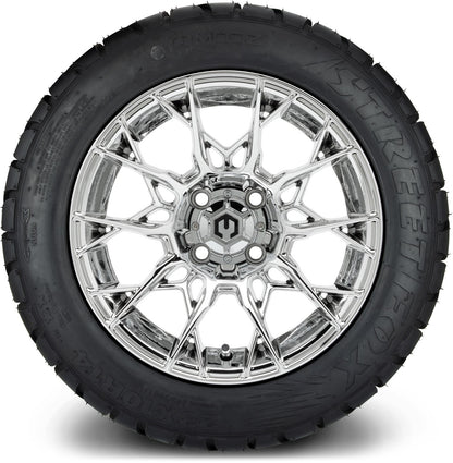 MODZ® 14" Chaos Chrome Wheels & Street Tires Combo (MODZ Street Fox Radial 205/40-14)