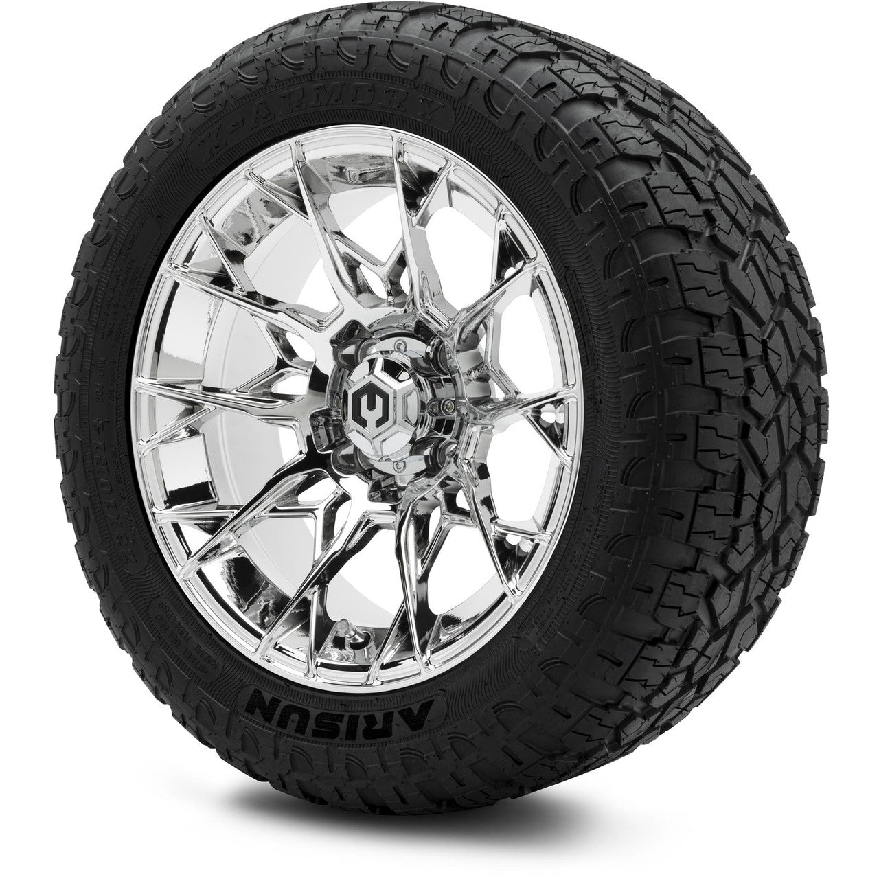 MODZ® 14" Chaos Chrome Wheels & Off-Road Tires Combo (Arisun X-Armory All-Terrain 23x10-14 Radial)