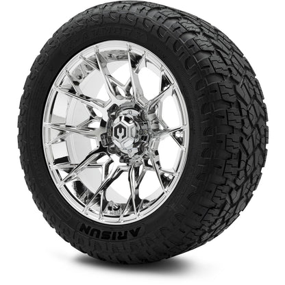 MODZ® 14" Chaos Chrome Wheels & Off-Road Tires Combo (Arisun X-Trail All-Terrain 23x10-14)