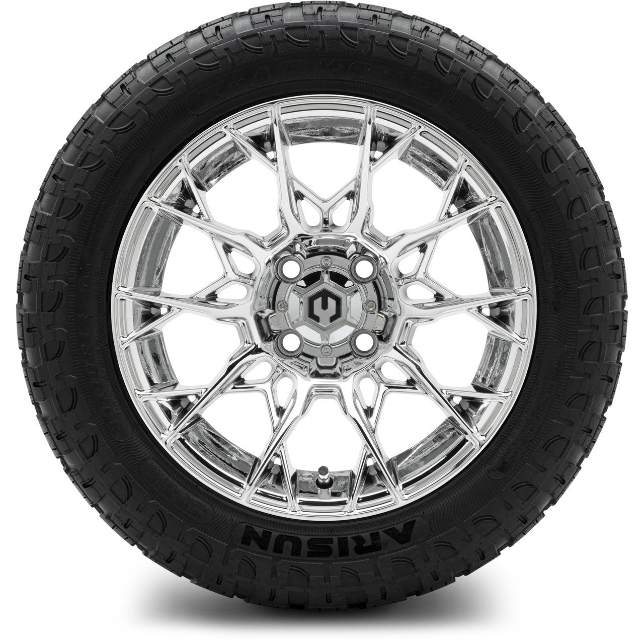 MODZ® 14" Chaos Chrome Wheels & Off-Road Tires Combo (Arisun X-Trail All-Terrain 23x10-14)