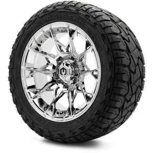 MODZ® 14" Chaos Chrome Wheels & Off-Road Tires Combo (Xcomp Gladiator 23-10-14 Radial)