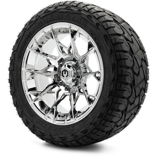 MODZ® 14" Chaos Chrome Wheels & Off-Road Tires Combo (Xcomp Gladiator 23-10-14 Radial)