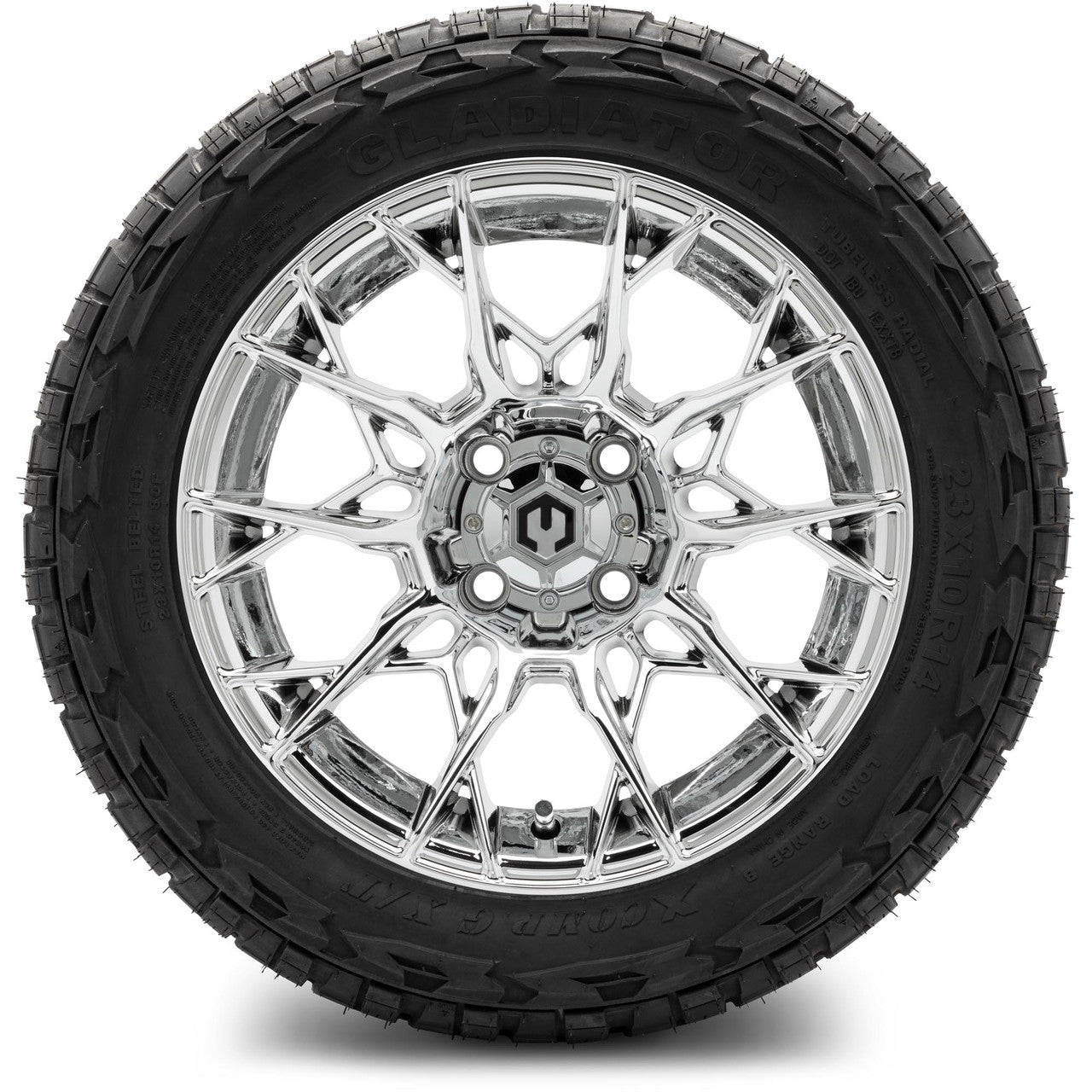 MODZ® 14" Chaos Chrome Wheels & Off-Road Tires Combo (Arisun X-Trail All-Terrain 23x10-14)