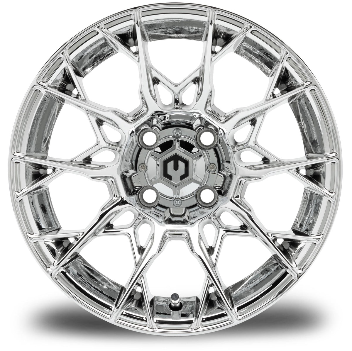 MODZ® 14" Chaos Chrome Wheels & Street Tires Combo (Odyssey Tesseract Steel Belted Radial 215/35-14)