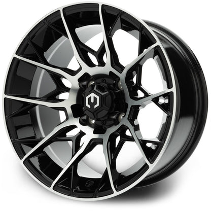 MODZ® 14" Chaos Machined Black Wheels & Street Tires Combo (MODZ Guardian 205/30-14)