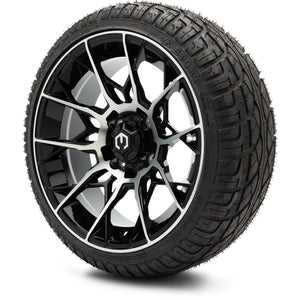 MODZ® 14" Chaos Machined Black Wheels & Street Tires Combo (Arisun X-Sport 205/30-14)