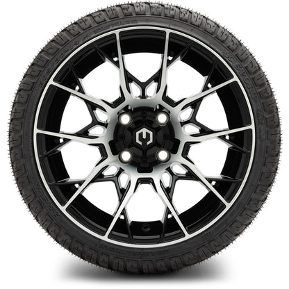MODZ® 14" Chaos Machined Black Wheels & Street Tires Combo (Arisun Cruze 205/30-14)