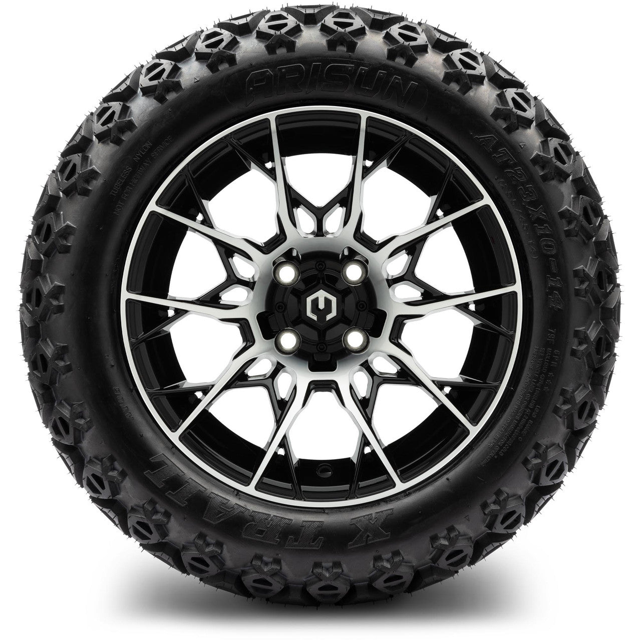 MODZ® 14" Chaos Machined Black Wheels & Off-Road Tires Combo (Xcomp Gladiator 23-10-14 Radial)