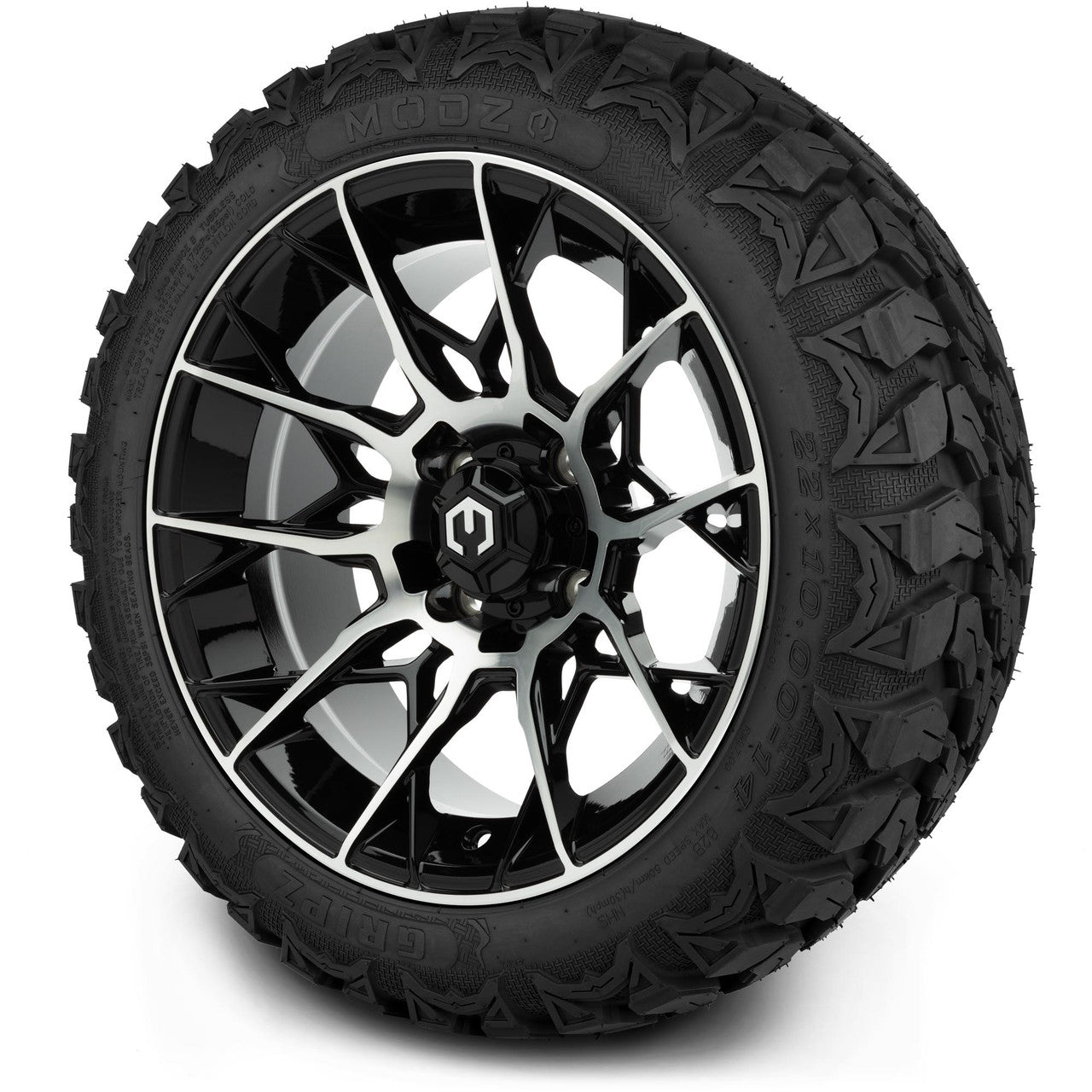 MODZ® 14" Chaos Machined Black Wheels & Off-Road Tires Combo (Arisun X-Armory All-Terrain 23x10-14 Radial)