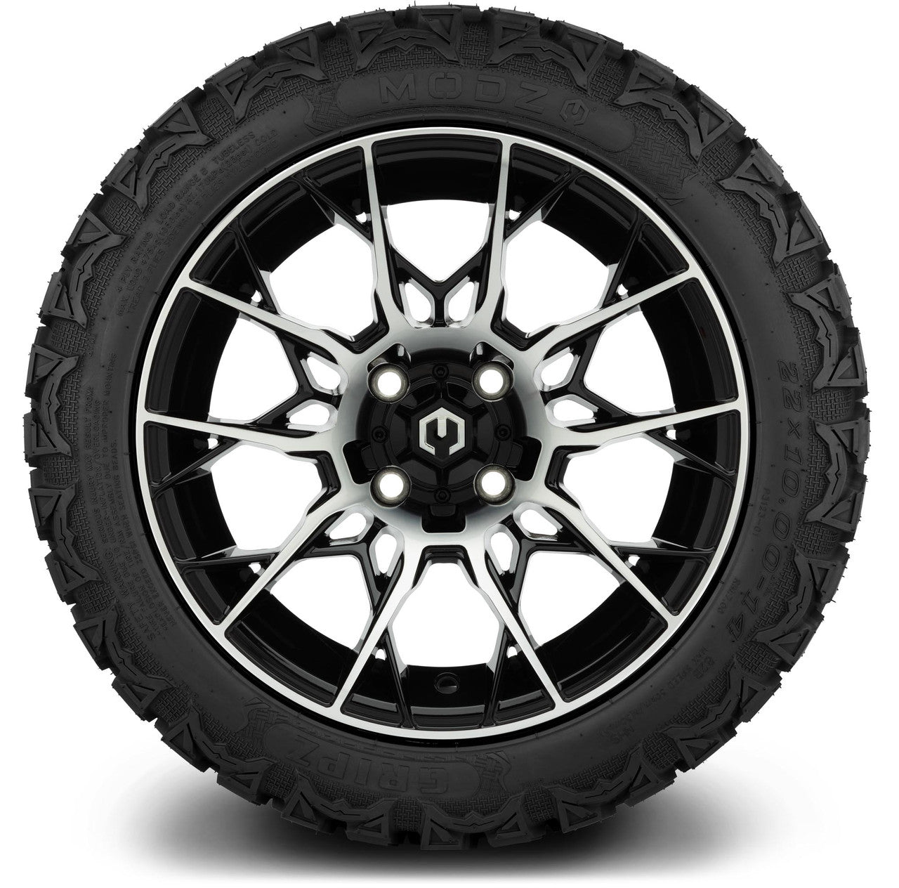MODZ® 14" Chaos Machined Black Wheels & Off-Road Tires Combo (Arisun X-Trail All-Terrain 23x10-14)