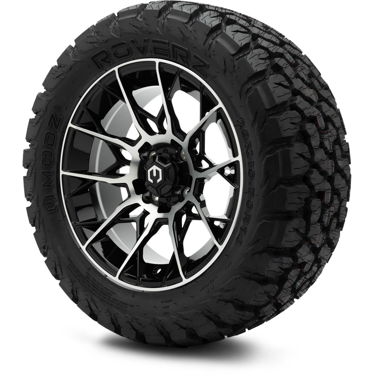 MODZ® 14" Chaos Machined Black Wheels & Off-Road Tires Combo (Arisun X-Armory All-Terrain 23x10-14 Radial)