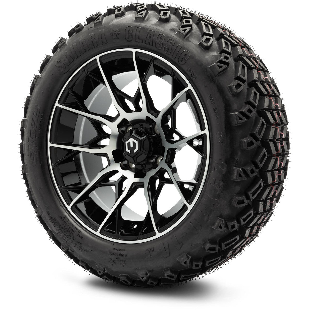 MODZ® 14" Chaos Machined Black Wheels & Off-Road Tires Combo (Arisun X-Armory All-Terrain 23x10-14 Radial)
