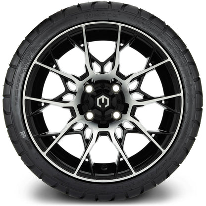 MODZ® 14" Chaos Machined Black Wheels & Street Tires Combo (MODZ Street Fox Radial 23x10-14)