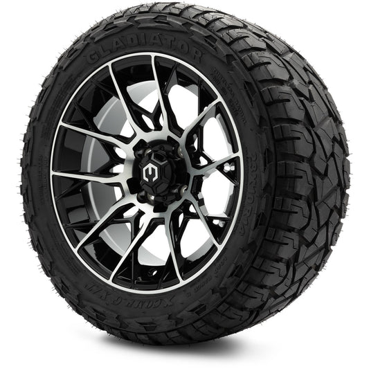 MODZ® 14" Chaos Machined Black Wheels & Off-Road Tires Combo (Xcomp Gladiator 23-10-14 Radial)