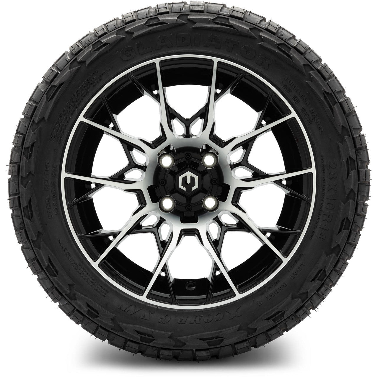 MODZ® 14" Chaos Machined Black Wheels & Off-Road Tires Combo (Arisun X-Armory All-Terrain 23x10-14 Radial)