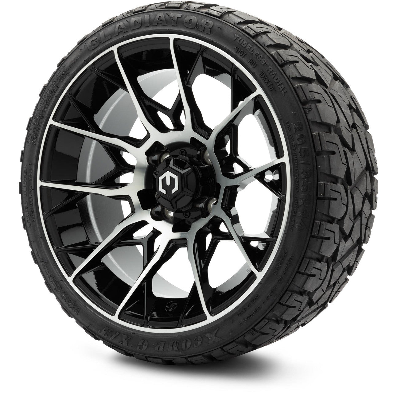 MODZ® 14" Chaos Machined Black Wheels & Off-Road Tires Combo (Arisun X-Armory All-Terrain 23x10-14 Radial)