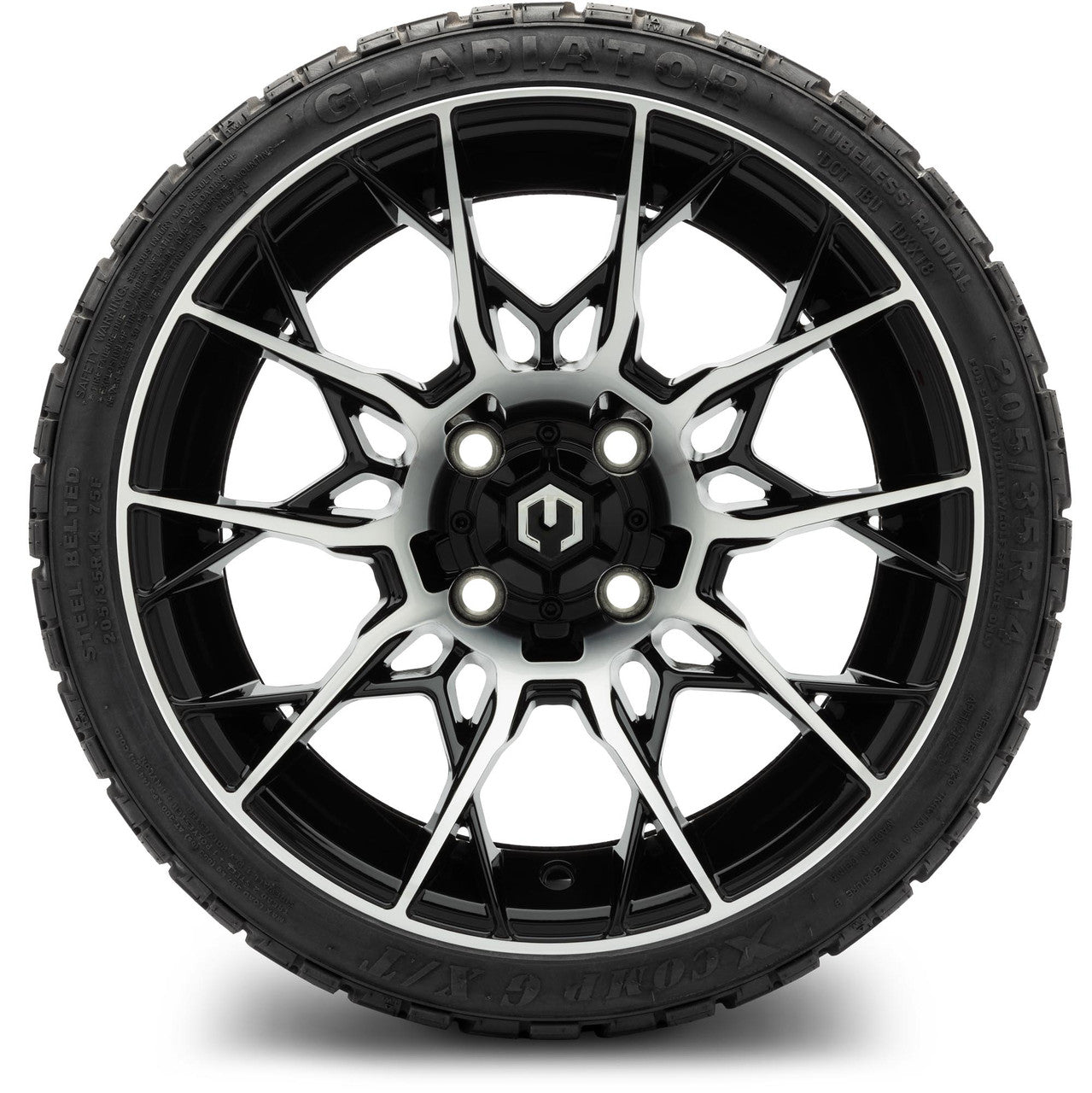 MODZ® 14" Chaos Machined Black Wheels & Off-Road Tires Combo (Xcomp Gladiator 23-10-14 Radial)